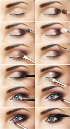 smokey eyes schminken schritt für schritt bilder blaue Augen #beauty #makeup Maquillaje Smokey Eyes, Eyeshadow Smokey Eye, Smokey Eye Makeup Steps, Show Makeup, Makeup Humor, Makeup Tutorial Eyeshadow