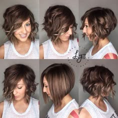 Love this cute curly and straight Diagonal Forward Haircut, Bob Inversat, Diagonal Forward, Inverted Bob Hairstyles, Wavy Bob Hairstyles, Haircut Short, Long Bob Haircuts, Bob Haircuts For Women, Bob Hair