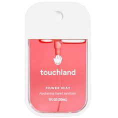 this is an image of a pink and white packaging for a hand sanitizer