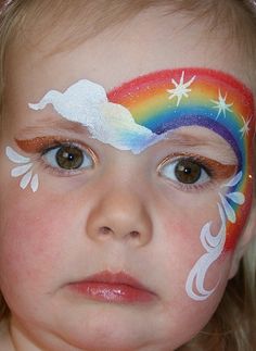 Easter Face Paint, Rainbow Face Paint, Bodysuit Tattoos, Fair Face, Cheek Art, Girl Face Painting, Rainbow Face, Flower Face, Face Painting Easy