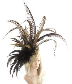 Hats By Cressida Kentucky Derby & Ascot Fascinator Hats Spring Summer Collection Cinna Fascinator Beautiful lady amhurst natural pheasant tail feathers hand curled with a mass of coque and hackle. Base measures 12 inches Mounted with a matching headband. If you prefer a headband to match your hair, please make a note at check out what colour headband you want. This hat is perfect for any special occasion like a wedding, bridal shower or ladies day at the races such as Royal Ascot, Kentucky Derby Elegant Fitted Carnival Headpiece, Fitted Brown Costume Hats And Headpieces For Party, Fitted Brown Costume Hats For Party, Brown Fascinator For Kentucky Derby Party, Brown Party Fascinator Hat, Adjustable Brown Party Headpiece, Cocktail Garden Party, Kentucky Derby Fascinator, Mad Hatter Party