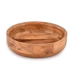 a wooden bowl is shown on a white background