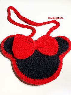 Cute Mickey Mouse purse for the little ones. Mickey Mouse Handmade crochet handbag gift, a beautiful gift, purse cute children, kids handbag. ~ For the mouse lovers in all of us. Cute crossbody purse for little girls such as everyday wear, weddings, parties, school and more. Perfect pretty accessory to make your beautiful little lady feeling special and extra adorable. Plus there's plenty of room inside for all kinds of essentials - just think how many stickers and crayons it can hold! Ear to Ea Cute Red Bags For Gifts, Cute Red Bag For Gift, Cute Handmade Black Bag, Red Minnie Mouse Bag For Gift, Cute Handmade Bags For Gifts, Cute Handmade Bags Ideal For Gifts, Cute Rectangular Crochet Bag For Gift, Cute Rectangular Crochet Bag For Gifts, Handmade Fun Bags For Gifts