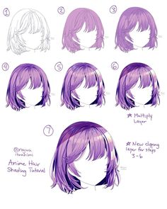 Bahasa Jepun, How To Draw Anime, الفن الرقمي, Anime Tutorial, How To Shade, Hair Anime, Digital Art Beginner, Draw Anime