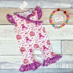 This item is new with tags and ready to ship.  Please ask if you have questions.  We are excited to offer Pete + Lucy clothing. They are known for their soft texture, superior quality and adorable styles. No item is produced in quantities greater than 1,000 making each piece special and sought after. Cute Fitted Jumpsuits And Rompers With Ruffles, Cute Fitted Sleeveless Jumpsuits And Rompers, Milk Silk, Cotton Set, Girls Rompers, Greater Than, Baby Romper, Soft Textures, Art Collection