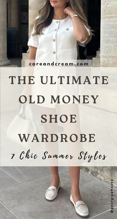 Discover the ultimate women's old money summer shoe capsule wardrobe. From classic loafers and chic sandals to elegant ballet flats, our blog post dives into the old money aesthetic summer shoes. Elevate your style with classy shoes that embody quiet luxury. Get inspired with this shoe inspo today! Plus: old money shoes. Old Money Aesthetic Summer, Classic Loafers