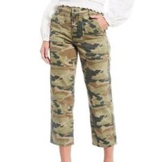 Nwt Free People Remy Camo Print Wide Leg Crop Pant -Size 27 - Camo Print Pants Featuring A Wide Leg Silhouette With A High-Rise Waist. Cargo Back Pockets Large Hip Pockets Button Closure And Zip Fly Machine Wash Cold 100% Cotton *This Item Is Brand New With Original Tag! Please Review All Photos And Ask Any Questions About The Item Before I Will Be More Than Happy To Answer You. Inseam 26 Inches Waist 44 Inches Across Rise 12 Inches B20-25 Cargo Camo Pants, Camo Print Pants, Free People Leggings, Chino Pants Women, Striped Pant, Cropped Flare Pants, Cords Pants, Belted Pants, Wide Leg Cropped Pants