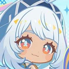 an anime character with white hair and blue eyes