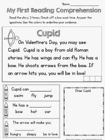 valentine's day worksheet for first grade students to practice reading and writing