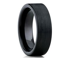 black ceramic wedding band with brushed finish