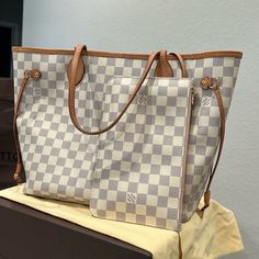 Louis Vuitton Damier Azur Neverfull Mm Tote Comes With Wristlet Some Minor Ware And Rare On Outside. There Are Some Stains In The Inside Of Both Bag And Wristlet. Comes With Dust Bag And Box. Offers Are Welcome! Damier Azur Neverfull, Bags Louis Vuitton, Louis Vuitton Damier Azur, Neverfull Mm, Damier Azur, Louis Vuitton Bags, Womens Tote Bags, Louis Vuitton Damier, Louis Vuitton Bag