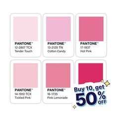 the pantone pink color is available for $ 10 off each item, and it's up to 50 % off