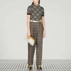 (WMNS) GUCCI GG wool blend jacquard top 'Grey' 743322-XKC8Y-1209 Jacquard Top, Wool Blend, Gucci, Wool, Grey