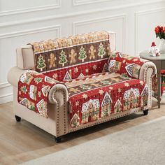 Protect your furniture from spills, pet hair, paws, wear and tear with these generously sized furniture covers. Transform your space into a festive wonderland with our Reversible Holiday Slipcovers. Reverses to an all-over coordinating print, offering two looks in one, it's perfect for adding a touch of holiday magic to your home. Mix and match reversible furniture covers for variety and convenience. Big enough to provide ample coverage on most home furniture. The elastic strap holds protector i Frosted Christmas Trees, Frosted Christmas Tree, Loveseat Slipcovers, Bean Bag Chair Kids, Lane Furniture, Deck Box Storage, Armchair Slipcover, Playroom Furniture, 12 December