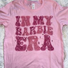 Nwot Youth Medium Fun Pink Shirt With Text Print, Fun Pink T-shirt With Text Print, Trendy Pink T-shirt With Name Print, Spring Fun T-shirt With Name Print, Barbie Birthday, Kids Shirts, Shirts Tops, Kids Shop, Tops & Tees