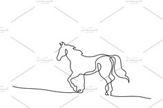 a single line drawing of a horse