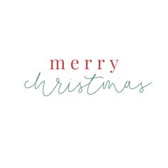 the words merry christmas written in green and red ink on a white background with an image of