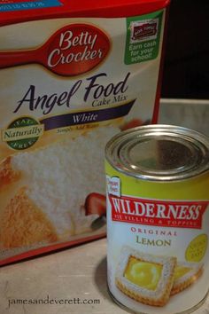 a can of angel food next to a box of white bread