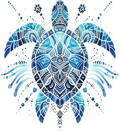 a blue turtle with intricate patterns on it's back