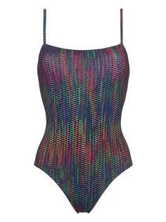 blue multicolour stretch-design all-over graphic print spaghetti straps Be mindful to try on swimwear over your own garments. Swimsuit Blue, Be Mindful, Straight Neckline, Blue Swimsuit, Print Swimsuit, Try On, Body Types, Made In France, One Piece Swimsuit