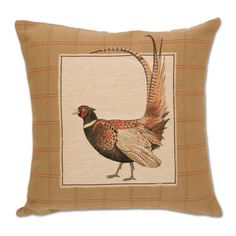 Pheasant Tapestry Pillow Hunting Pillow Covers, Gold Backdrop, Jacquard Loom, Tapestry Cushion, Tapestry Pillow, Trellis Design, Silver Picture Frames, Tapestry Fabric, Colorful Bird