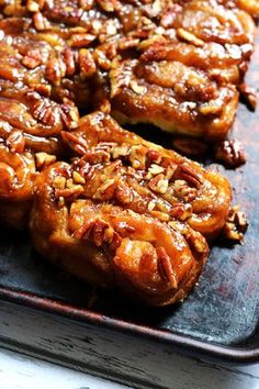 there are many pieces of food that is on the baking sheet and ready to be eaten