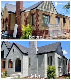 before and after pictures of a brick house