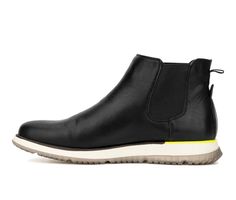 The Parker Chelsea boot is a classic with a twist. Smart casual dress without the seriousness, this boot is the ultimate hybrid worker. Poly Leather upper, Easy slip on entry, Elastic gore panels, Almond Toe, Flat Sole, Thermoplastic Rubber (TPR) outsole | Men's New York and Company Parker Boot Chelsea Dress Boot in Black Size 13 Casual Boots For Spring Workwear, High-top Chelsea Boots For Work In Fall, High-top Chelsea Boots For Workwear, Casual Chelsea Ankle Boots For Work, Casual Ankle Chelsea Boots For Work, Casual High-top Chelsea Boots For Spring, Spring Workwear Chelsea Ankle Boots, Spring Casual Chelsea Ankle Boots, Casual Business Boots For Spring