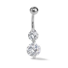 Suitable for any look, this standout belly button ring features a pair of bezel-set bright white cubic zirconia stacked one on top of the other. Made in responsibly sourced, nickel-free 925 sterling silver for everyday wear. Stone: Cubic Zirconia Stone Size: 6 mm, 8 mm Gauge: 14 Compatible with belly button piercings. Belly Button Piercings, Belly Piercing Ring, Piercing Ring, Belly Piercing, Belly Button Ring, Belly Button Piercing, Button Ring, Belly Button, Bezel Setting