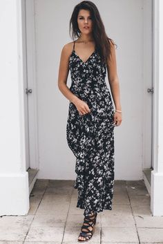 Floral Frenzy Black Floral Maxi Flirty Flowy Maxi Dress For Date Night, Flowy Flirty Maxi Dress For Day Out, Chic Long Sleeve Lined Maxi Dress, Trendy Dresses, Floral Maxi, Black Floral, New Collection, Latest Fashion, New Arrivals