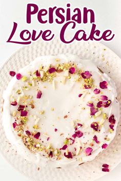 Overhead view of beautiful Persian Love Cake! Persian Rose Cake, Mini Persian Love Cakes, Rose Cardamom Cake, Rose And Cardamom Cake, Recipes Using Rose Water, Recipes With Rose Water, Rose Water Recipe Desserts, Rose Water Desserts, Rose Water Recipe Food