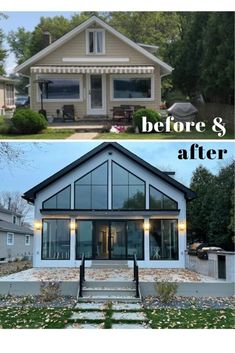 before and after photos of a house