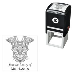 a black and white stamper with the words from the library of mr hansen on it