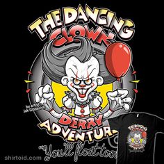 a t - shirt with an image of a clown holding a balloon