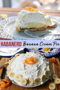 Habanero Banana Cream Pie.  Smooth homemade custard is mixed with habaneros and then layered with bananas in a pie crust topped with whipped cream Banana Cream Pie Recipe, Homemade Custard, Easy Summer Meals, Banana Cream Pie, Banana Cream, Best Breakfast, Interesting Food Recipes