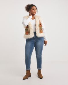 This stunning boutique waistcoat will bring boho style into your winter wardrobe and its delicate embroidery and fabulous faux fur make it a real statement. Fully lined and finished with classic hook fastenings, this waistcoat is just as practical as it is stylish. This is such a remarkable piece, it's perfect for helping to show off your own unique style. Fur Waistcoat, Delicate Embroidery, Joe Browns, Jd Williams, Winter Wardrobe, Boho Style, Boho Fashion, Unique Style, Faux Fur