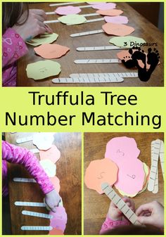 a collage of pictures with the words trufula tree number matching on it