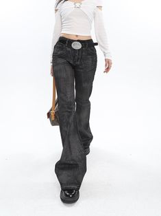 Size: S M LColor classification: grayYear Season: Summer 2023Thickness: RegularTrouser length: Long pants SIZE Trouser length waistline Hip circumference Thigh circumference S 106 66 86 49 M 107 68 90 50 L 108 70 94 51 Trendy Gray High Waist Jeans, Trendy High Waist Gray Jeans, Trendy Full Length Gray Jeans, Fitted Full-length Gray Jeans, Trendy Gray Full Length Jeans, Trendy Washed Black Bottoms With Belt Loops, Chic High Waist Flare Jeans In Washed Black, Trendy Non-stretch Washed Black Jeans, Chic Fitted Washed Black Jeans