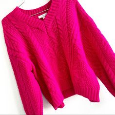 Joie Chunky Knit Sweater. Worn Twice Great Condition Some Mild Pilling But Over All Great. Ladies Size Extra Small (I Think Its A Bit Oversized) In A Stunning Hot Pink Fuchsia Color. Thanks For Viewing! Joie Hot Pink Wool Blend Chunky Knit Sweater Xs Chunky Knit Sweater, Fuchsia Color, Chunky Knits Sweater, Chunky Knit, Knit Sweater, Wool Blend, Knitted Sweaters, Hot Pink, Sweaters For Women