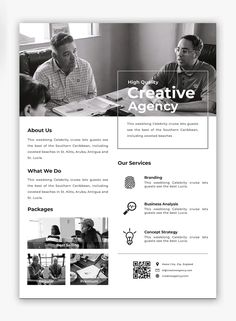 an image of a flyer for a creative business meeting with two men sitting at a table