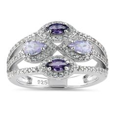 Top of Ring Height: 13.0mm

Top of Ring Width: 15.5mm

Shank Width: 2.5mm



Stone Material: Purple Cubic Zirconia

Stone Size: 3.0mm x 5.0mm (Lavender) 2.5mm x 5.0mm (Marquise-Purple) 1.0mm (Round)

Stone shape: Oval Marquise Round

Stone Carat Weight: 0.2 ct. (Marquise-Lavender) 0.14 ct. (Marquise-Purple) 0.005 ct. (Round)

Total Number of Stones: 108

Stone Setting: Prong



Metal: 925 Sterling Silver

Plating: White Gold

Finish: High Polish Stone Material, Stone Setting, Cz Ring, Stone Settings, Gold Finish, Two Tone, Cubic Zirconia, Lavender, Amethyst