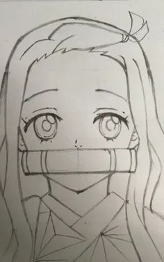 a drawing of a girl with long hair and big eyes