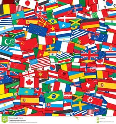 many different countries flags are grouped together