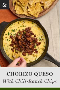 the recipe for chorizo queso with chili ranch chips