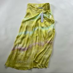 Gorgeous Long Satin Skirt By Young Fabulous Broke. Yellow Long Skirt For Summer, Yellow Flowy Lined Skirt, Yellow Midi Skirt For Summer, Yellow Relaxed Midi Skirt, Fitted Yellow Lined Maxi Skirt, Yellow Flowy Long Skirt, Yellow Relaxed Maxi Skirt For Spring, Spring Yellow Maxi Skirt, Yellow Relaxed Fit Maxi Skirt For Spring