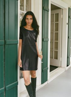 Faux Leather Mini Dress, Leather Mini Dress, Faux Leather Dress, Dress Home, Faux Leather Fabric, Leather Dress, Tee Dress, Leather Fabric