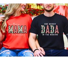 Christmas Pregnancy Announcement Shirt Couple Christmas Pajamas Funny Pregnancy Reveal Shirt Baby Announcement Pregnant Mom gift Baby Reveal