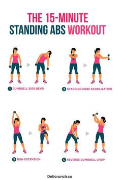 the 15 - minute standing abs workout is an easy way to burn belly fats