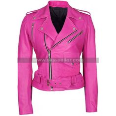 Pink Biker Jacket, Black Shearling Jacket, Womens Black Leather Jacket, Pink Leather Jacket, Trendy Jackets, Leather Jacket Style, Biker Chic, Cropped Leather Jacket, Stylish Jackets