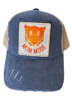 Mom Mode Patch Hat Style Ponytail, Patch Hat, Trucker Hat, Baseball Hats, Mesh, Navy, Orange, Hats, Purple